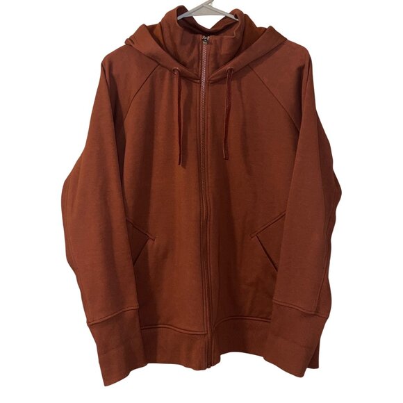 Athleta Triumph Zip Hoodie 1X - Ancient Mahogany Brown Full Zip Sweatshirt - Picture 1 of 9
